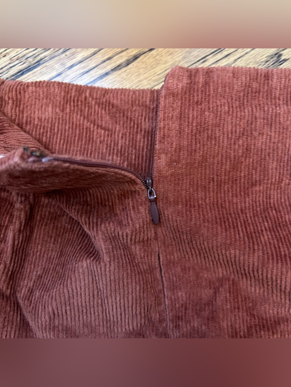 Aeropostale Siz XS Brown Corduroy Straight Mini Skirt Boho Preppy Minimalism Y2K - Picture 8 of 8